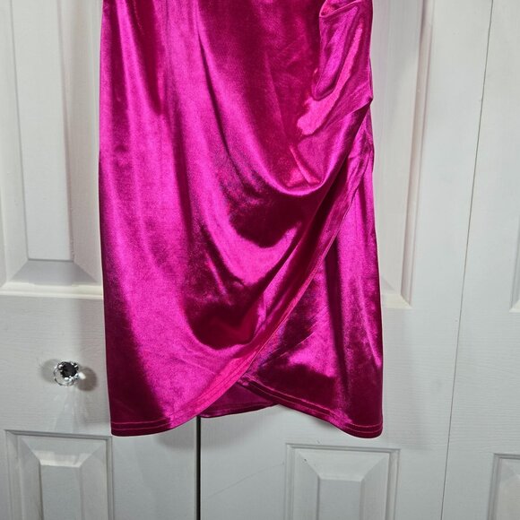 NWT Hot Pink Satin Mini Dress - Size 4-6 - Picture 3 of 6